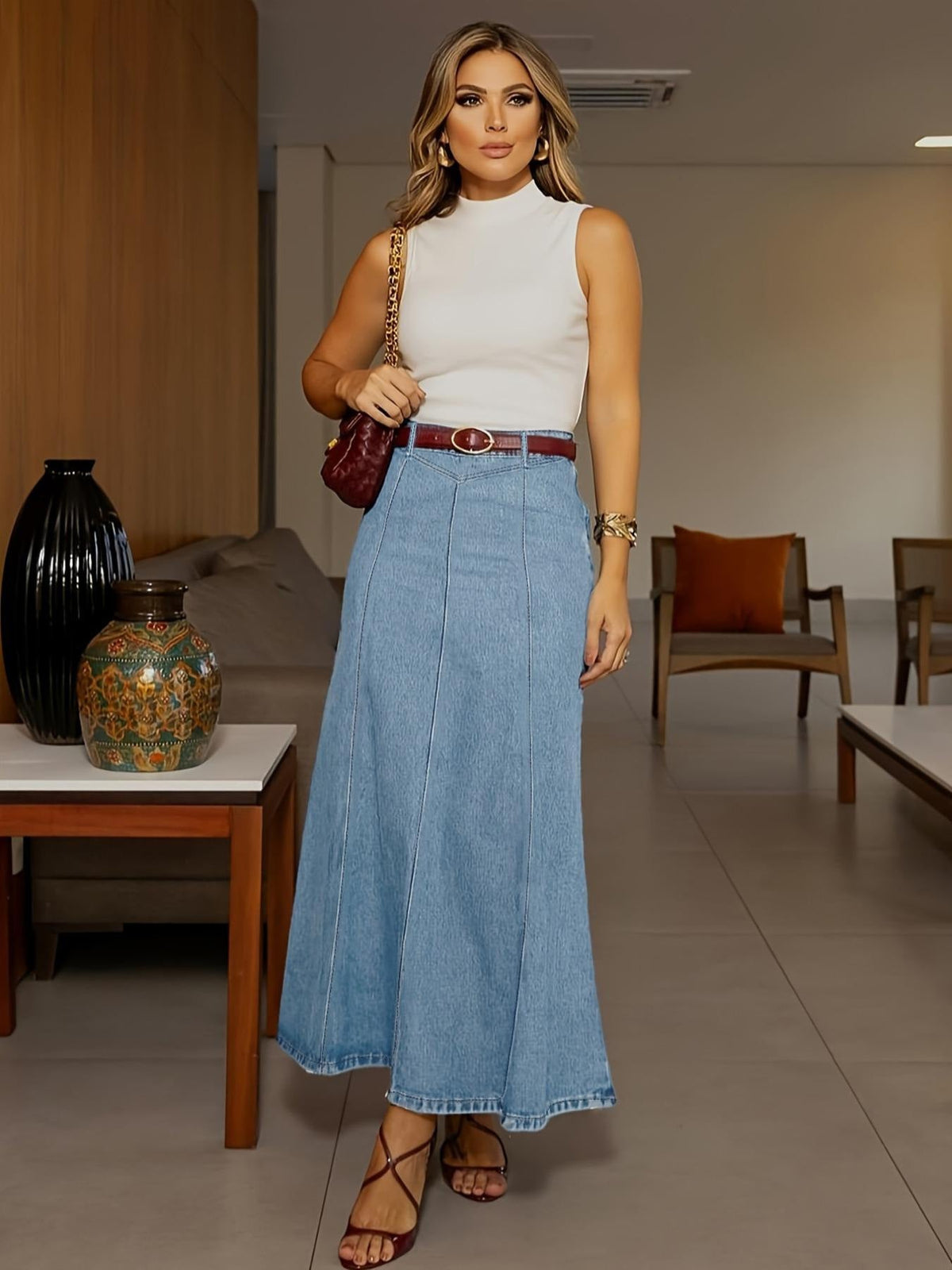 Women's Long Denim Skirt